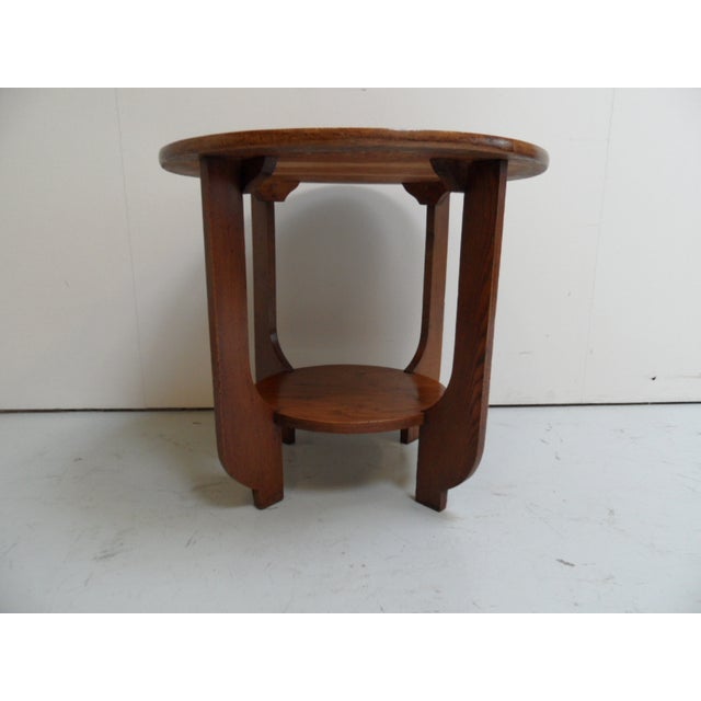 Art Deco Round Oak Coffee Table, 1920s For Sale - Image 4 of 10