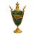 French Style Green Porcelain Vase With Gold Leaf & Bronze Accents – Marbleized Decorative Vase For Sale