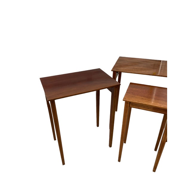 Vintage 1970s Biggs Federal Style Mahogany Nesting Tables Set of 4