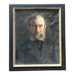 Vintage Boho 19th Century Original Oil Portrait of Man