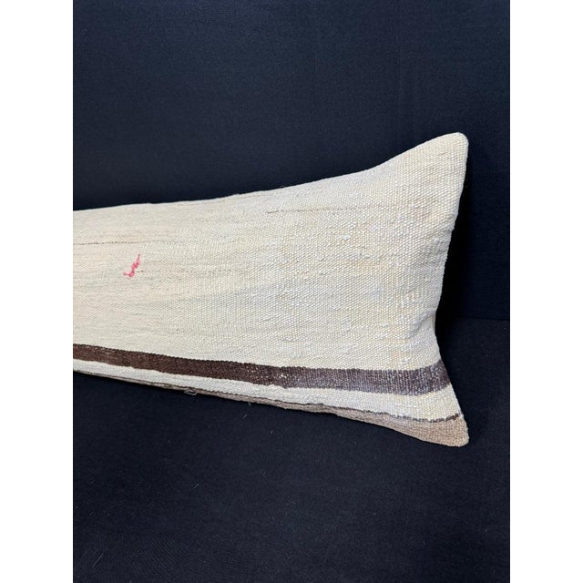 Turkish Hemp Pillow Cushion Natural Beige Brown Cushion Cover 12"x46" For Sale - Image 4 of 4