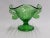 Fenton Art Glass Company Vintage Fenton Dolphin Green Uranium Glass Two Handled Crimped Bowl For Sale - Image 4 of 11