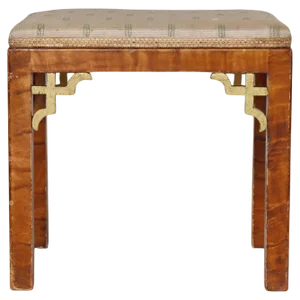 Art Deco Scandinavian Stool Chinoiserie in Original Upholstery, 1920s