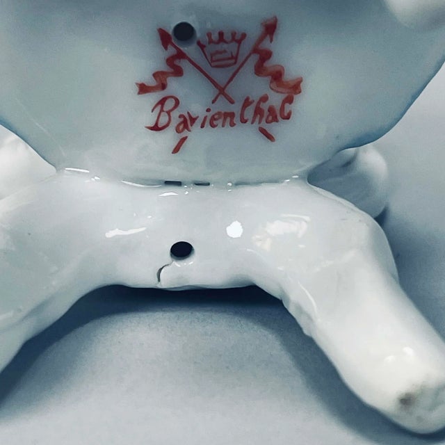 Vintage Bavienthal Hand Painted Porcelain Rococo Figurine Seated Musician For Sale - Image 11 of 13