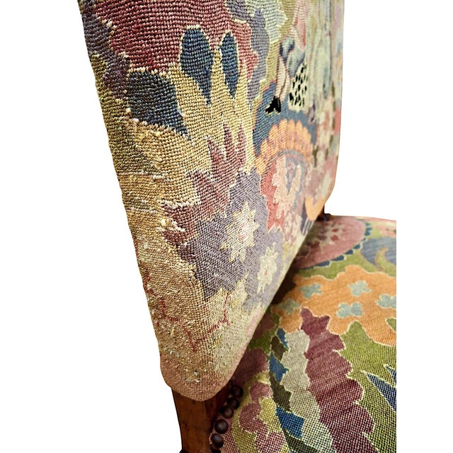 Wood Pair of Antique Louis XIV Style, Needlepoint-Upholstered Side Chairs For Sale - Image 7 of 18