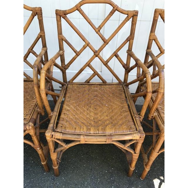 Faux Bamboo Chinese Chippendale Dining Arm Chairs Set of 4 Chairish