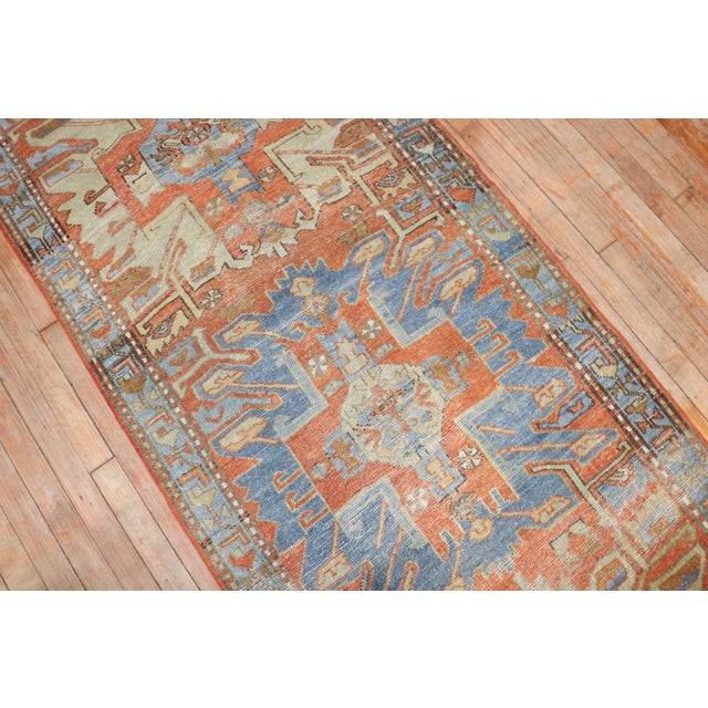 Antique Zabihi Collection Persian Heriz Runner - 3' x 10'7" For Sale - Image 11 of 12