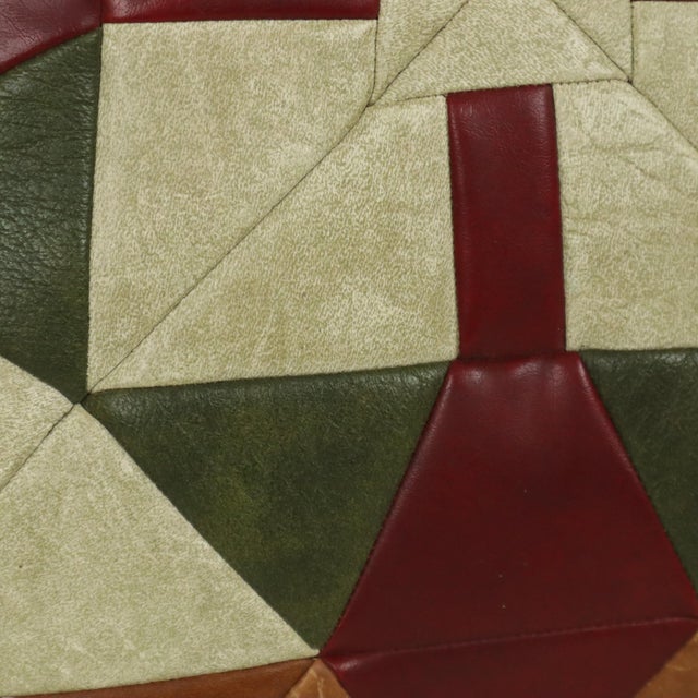 Vintage Patchwork Cushion with Diamond Pattern in Faux Leather, 1960s For Sale - Image 10 of 15