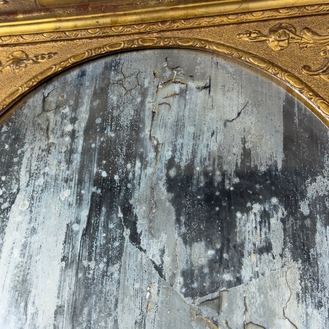 Mid-Century Oval Mirror with Gilded Wooden Frame and Floral Reliefs For Sale - Image 6 of 9