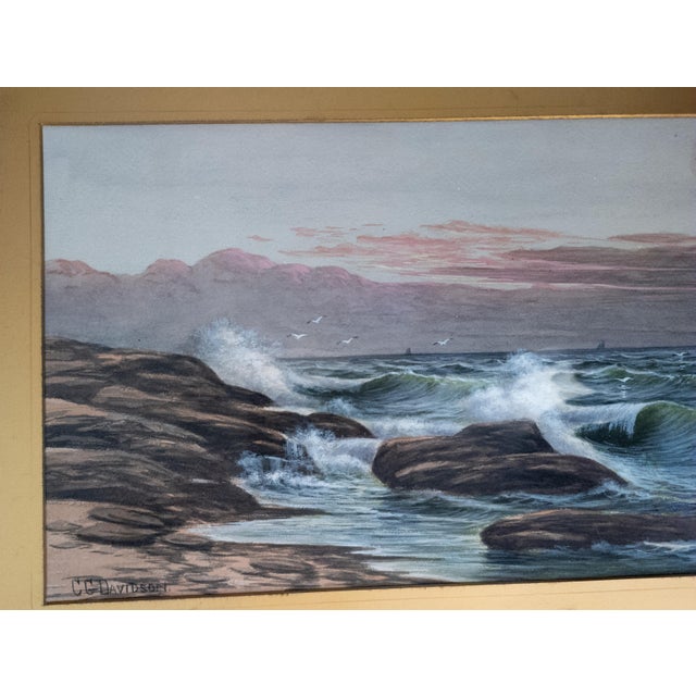 Gold Early 20th Century Luminist Watercolor Seascape Painting by Charles Grant Davidson For Sale - Image 8 of 15