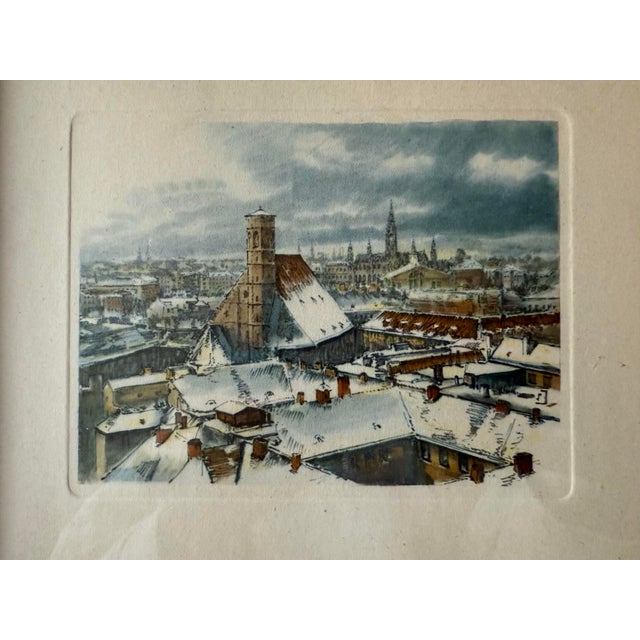 Vintage Framed Color German Scene Etching For Sale - Image 4 of 11