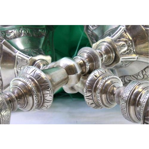 Silver Candlesticks with Turned and Engraved Shafts, Set of 2 For Sale - Image 4 of 8