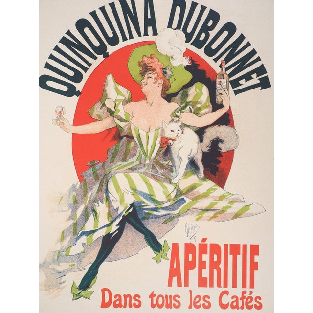 Jules Cheret, Elegant Woman with Her Aperitif and Her Cat, 1897, Lithograph For Sale - Image 3 of 11
