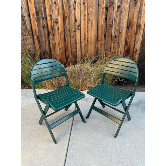 1990s 1993 Vintage Niels Gammelgaard For Ikea Green Folding Chairs - A Pair For Sale - Image 5 of 12