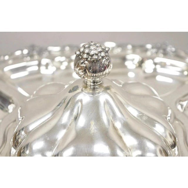 Vintage English Victorian Silver Plated Revolving Vegetable Serving Platter Tray For Sale - Image 4 of 12