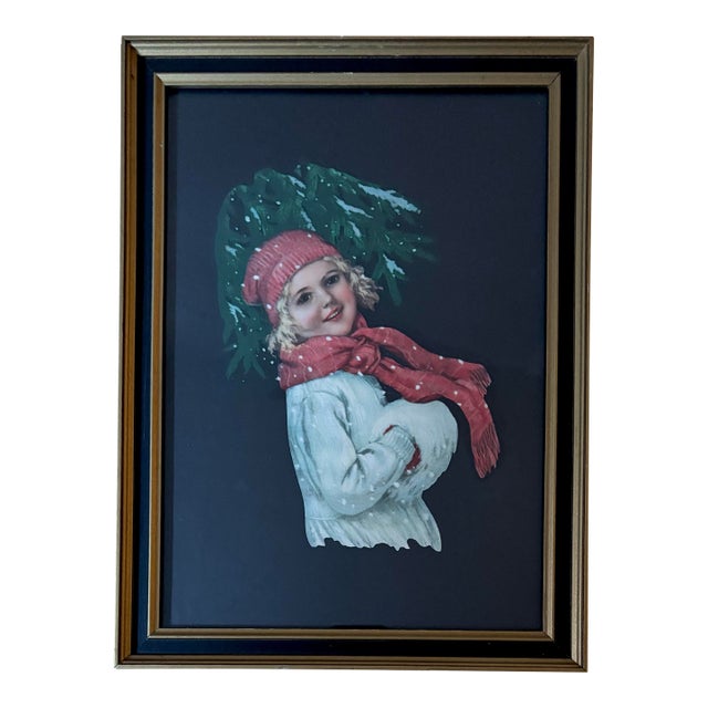 Vintage Cozy Winter Print, Framed For Sale