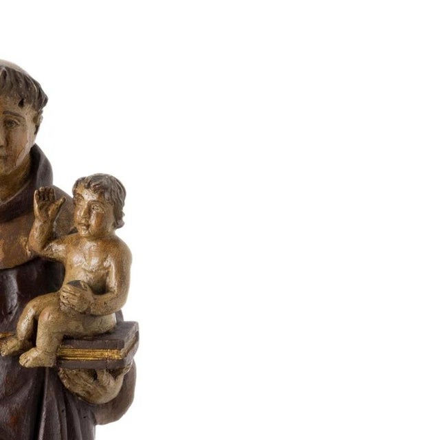 Saint Anthony with the Child Jesus Figurine, 19th Century For Sale - Image 4 of 6