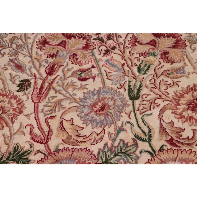 1990s Shabby Chic 1990's Floral Pak-Persian Ivory/Blue Wool Rug - 9'0'' X 11'11'' For Sale - Image 5 of 9