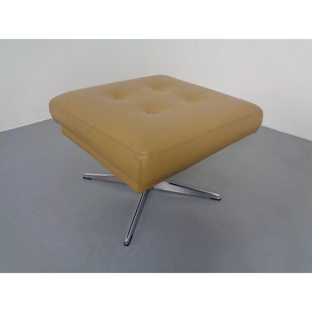 Set of Leather Swivel Easy Chair and Ottoman, Switzerland, 1960s For Sale - Image 15 of 18