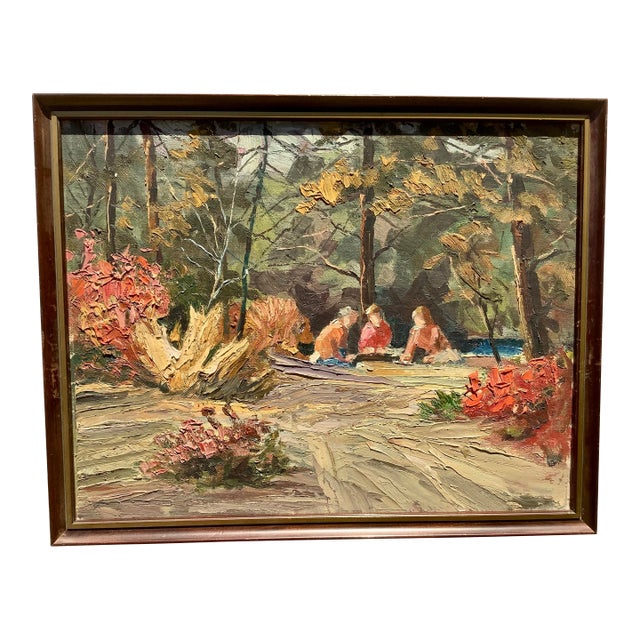 1960s California Forest Landscape Oil Painting, Framed For Sale