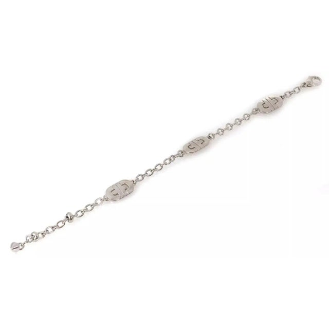 Contemporary Bvlgari Parentesi 3 Charms 18k White Gold Chain Link Bracelet For Sale - Image 3 of 5