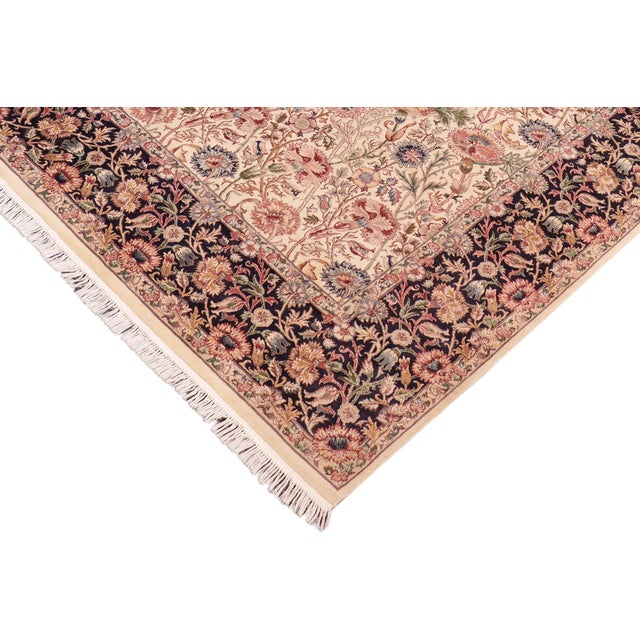 Shabby Chic Shabby Chic 1990's Floral Pak-Persian Beige/Blue Wool Rug - 8'1'' X 10'0'' For Sale - Image 3 of 9
