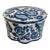 Vintage Blue and White Chinoiserie Scalloped Lidded Trinket Box For Sale