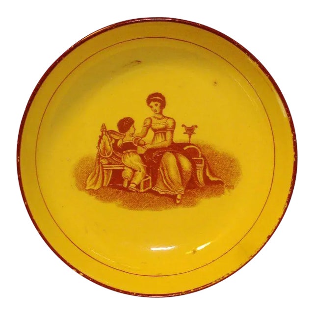 1810 Classical Adam Buck Pearlware Scene of Mother & Child at Play Bowl For Sale