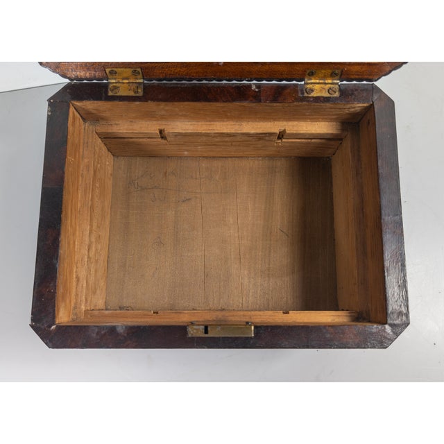 19th Century English Regency Sarcophagus Form Tea Caddy Box With Mahogany Veneer For Sale - Image 13 of 18