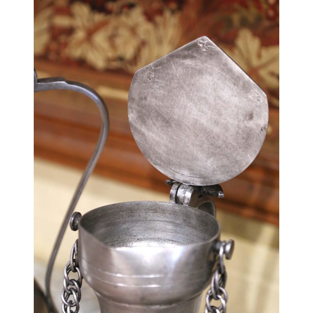 19th Century French Pewter Lidded Measures With Chain Handles, Set of Six For Sale - Image 4 of 15