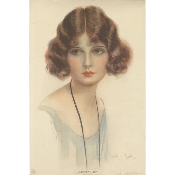 Hartley Davis, Art Deco Portrait, 1924, Lithograph For Sale