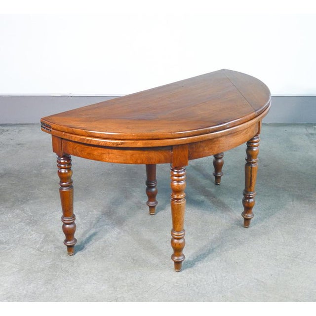 Half-Moon Opening Console Table in Walnut, 1800 For Sale - Image 17 of 18