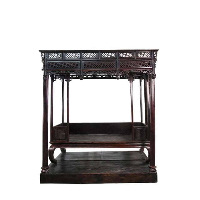 Chinese Authentic Rare 19th Antique Chinese Canopy Bed For Sale - Image 3 of 12