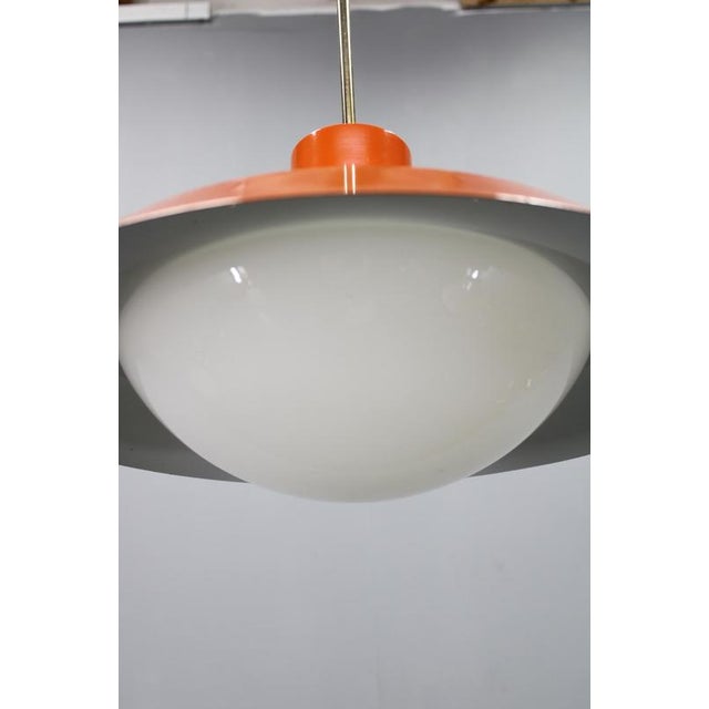 Mid-Century Czechoslovak Orange Opaline Glass Pendant Lamp, 1970s For Sale - Image 11 of 17