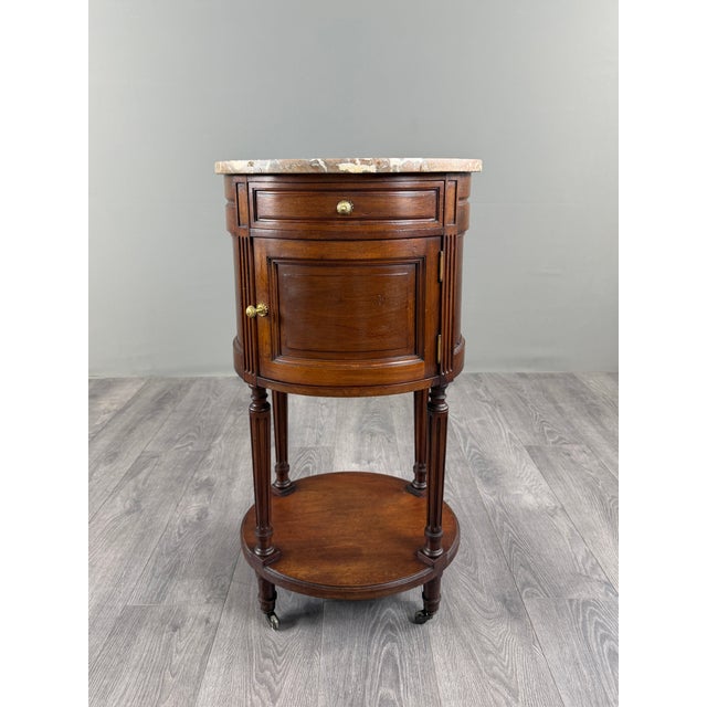 19th Century Louis XVI Half-Moon Side Table in Mahogany and Marble, 1920s, in Very Good conditions. Designed before 1890