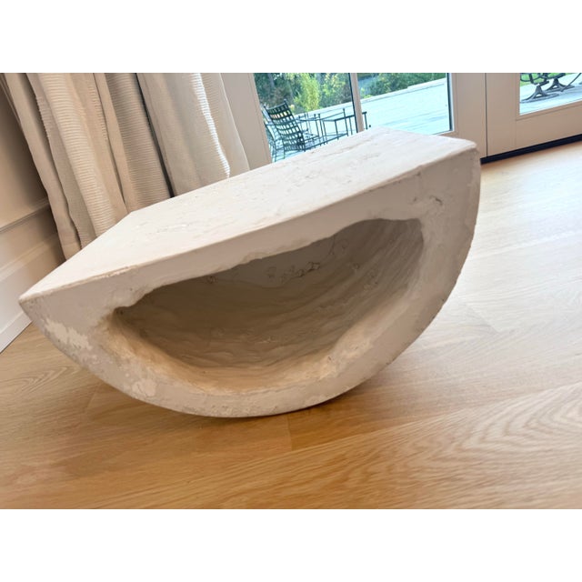 Sculpture Materials Vintage Sculptural White Plaster Demilune Side Tables, Pair For Sale - Image 7 of 9