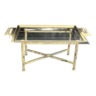 Polished Brass Cocktail/Coffee Table by Mastercraft - Rare Butlers Tray Table For Sale