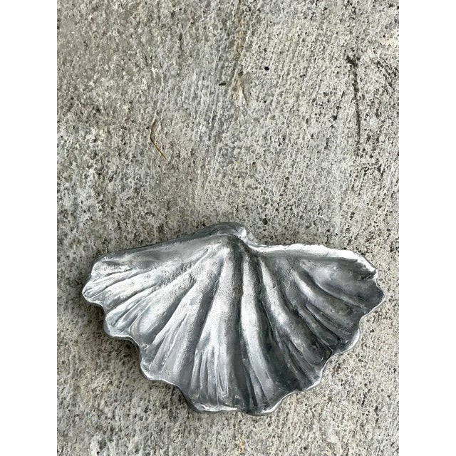Vintage Coastal Cast Pewter Clam Shell Bowl For Sale - Image 10 of 12