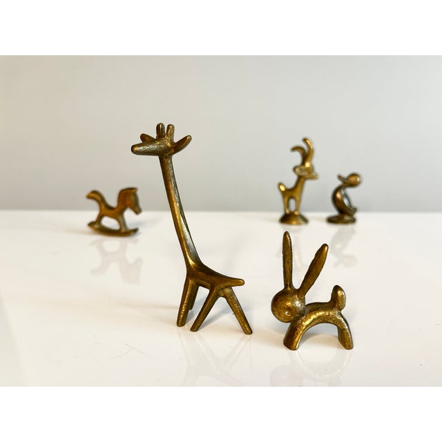 Mid-Century Modern Brass Animal Figurines in the style of Walter Bosse, Austria, 1950s, Set of 5 For Sale - Image 3 of 12