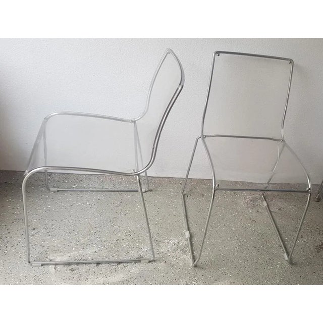 Set of Italian Acrylic Glass Chairs from Calligaris, in Good conditions. Designed 1980 to 1989 This piece has an...
