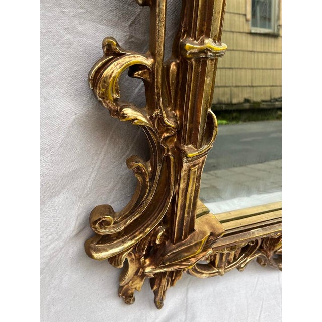Vintage Large Gold Chinoiserie Wall Mirror For Sale - Image 9 of 11