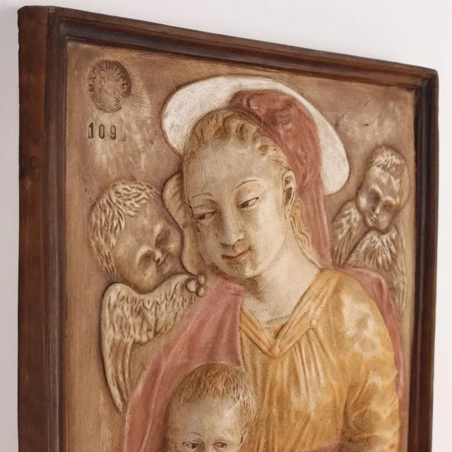 Italian Painted Virgin Mary Bas-Relief, 1900 For Sale - Image 6 of 9