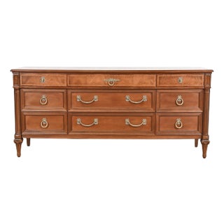Henredon French Regency Louis XVI Carved Mahogany Long Dresser or Credenza, Newly Refinished For Sale
