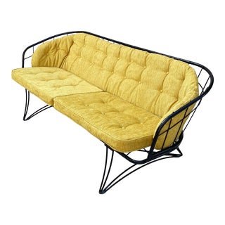 Mid Century Homecrest Curved Wrought Iron 3 Seater Sofa For Sale