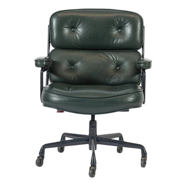 Green Leather Time Life Office Chair by Eames for Herman Miller 1996 For Sale