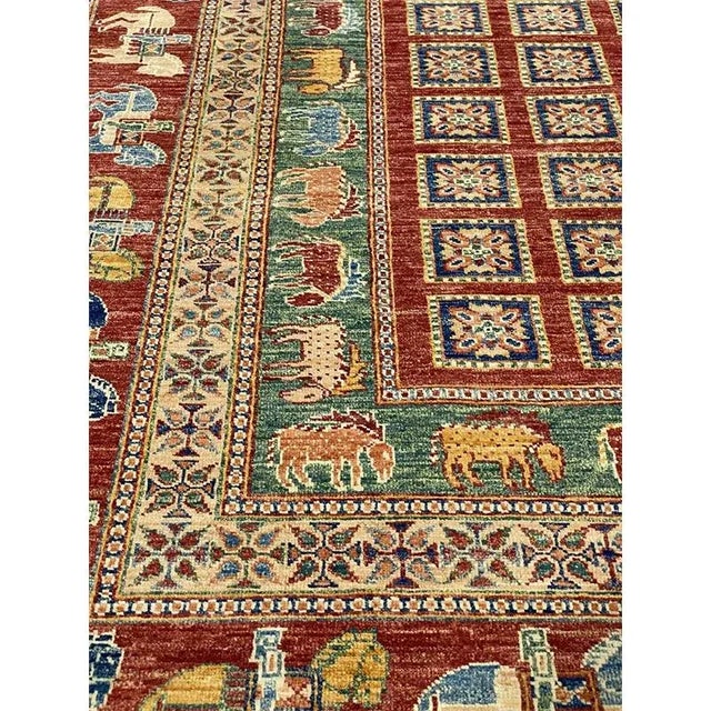 Red Handwoven Animal Print Area Rug - 5'10" X 8'5" For Sale - Image 8 of 9