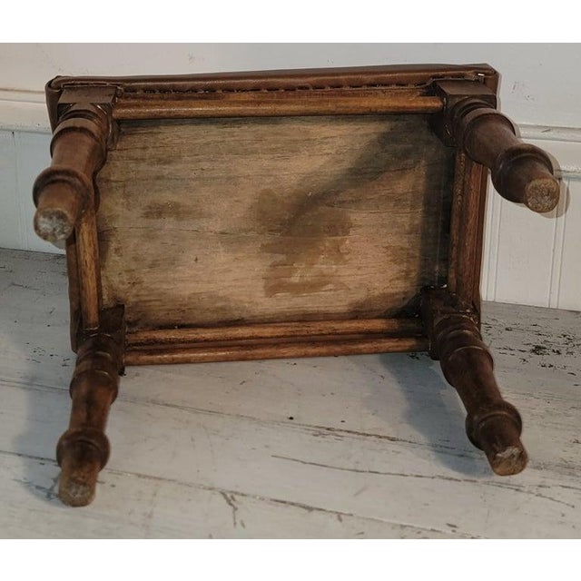 Wood 19th Century Leather Footstool For Sale - Image 7 of 7