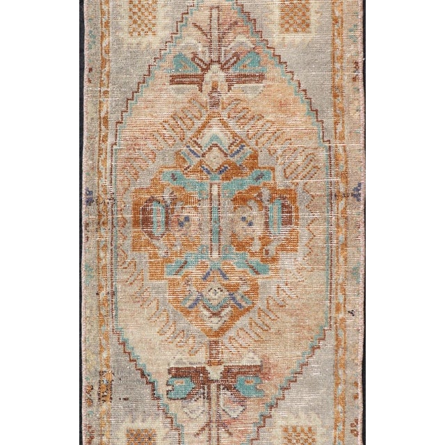 Tribal Vintage Turkish Oushak Rug With All-Over Sub-Geometric Medallion Design For Sale - Image 3 of 8