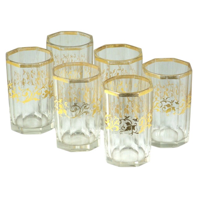 Biedermeier Octagonal Cut Glasses, Set of 6 For Sale - Image 6 of 6