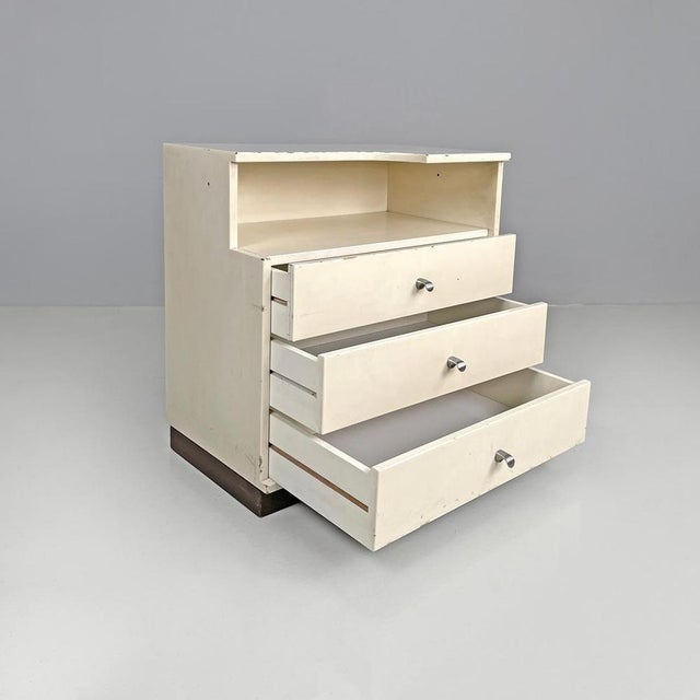 Modern Italian White Wooden Bedside Table with Shaped Top, 1980s For Sale - Image 10 of 18